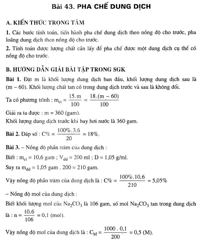 hướng dẫn pha chế dung dịch theo phần trăm thể tích