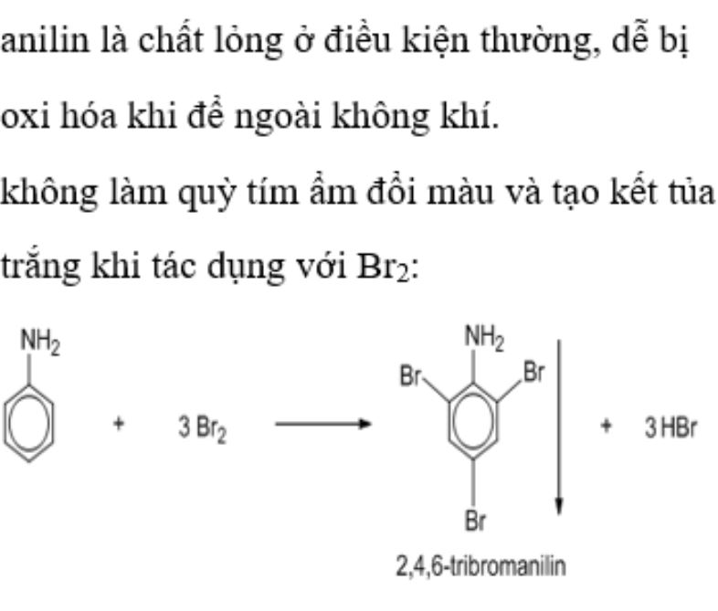 tính chất vật lý và hóa học của anilin